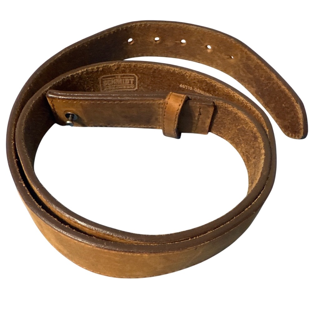 Schmidt Workwear Mens 44 Brown Genuine Cowhide Leather Hidden Buckle Belt 1.5"